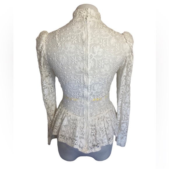 Vintage Lace Peplum Top with Puffed shoulders - Picture 2 of 15